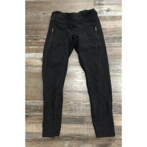 Lululemon Womens Size 8 Black Athletic Leggings Front Zip Pockets Mesh